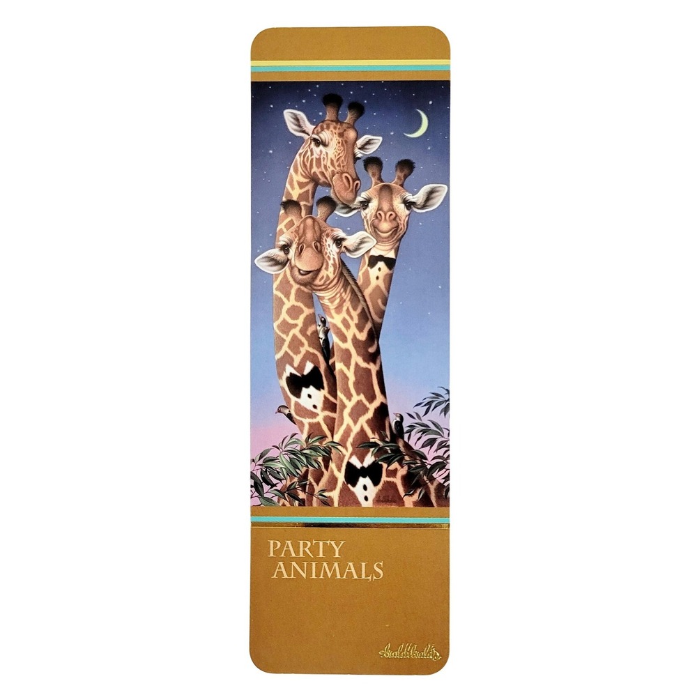 Vintage 90s Giraffe Party Animals Bookmark- Braldt Bralds- 1993 Antioch KG 40932